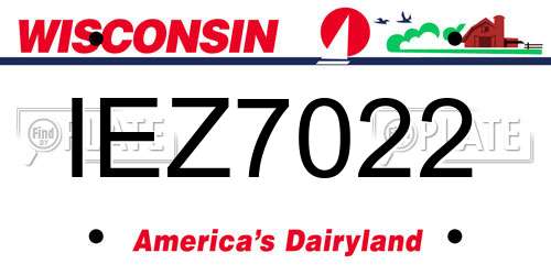 IEZ7022 Wisconsin License Plate
