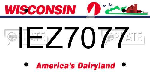 IEZ7077 Wisconsin License Plate