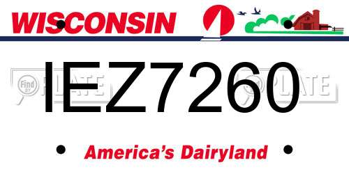 IEZ7260 Wisconsin License Plate