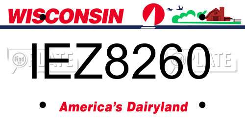 IEZ8260 Wisconsin License Plate
