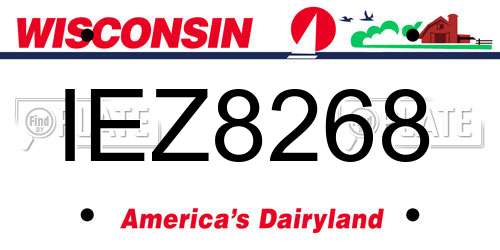 IEZ8268 Wisconsin License Plate