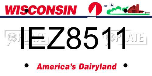 IEZ8511 Wisconsin License Plate