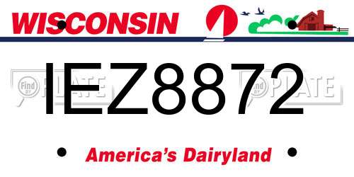 IEZ8872 Wisconsin License Plate