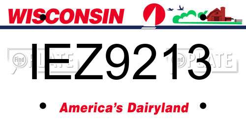 IEZ9213 Wisconsin License Plate