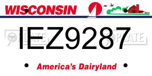 IEZ9287 Wisconsin License Plate