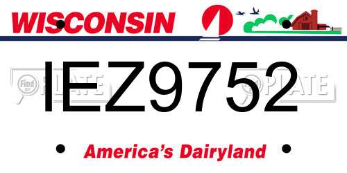 IEZ9752 Wisconsin License Plate