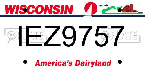IEZ9757 Wisconsin License Plate