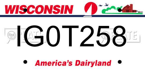 IG0T258 Wisconsin License Plate