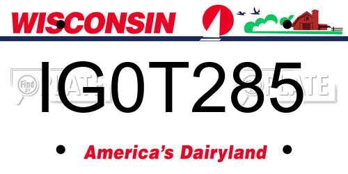 IG0T285 Wisconsin License Plate