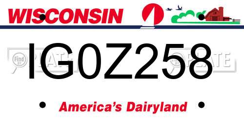 IG0Z258 Wisconsin License Plate
