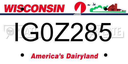 IG0Z285 Wisconsin License Plate