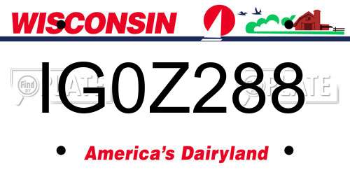 IG0Z288 Wisconsin License Plate