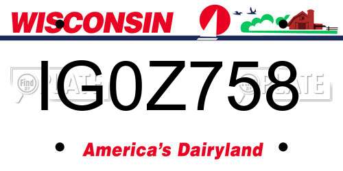IG0Z758 Wisconsin License Plate