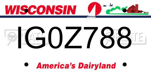 IG0Z788 Wisconsin License Plate