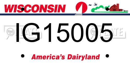 IG15005 Wisconsin License Plate