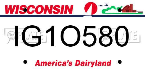 IG1O580 Wisconsin License Plate