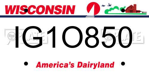 IG1O850 Wisconsin License Plate