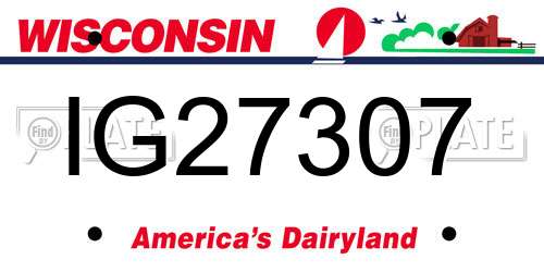 IG27307 Wisconsin License Plate