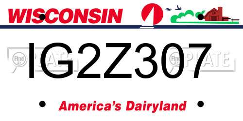 IG2Z307 Wisconsin License Plate