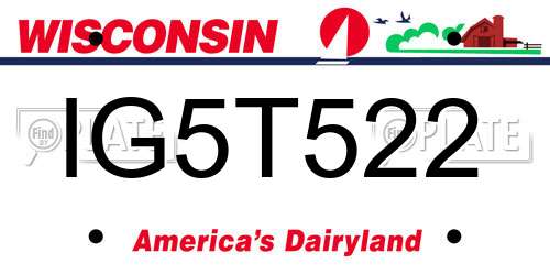 IG5T522 Wisconsin License Plate