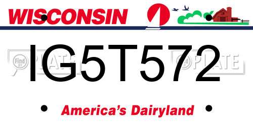 IG5T572 Wisconsin License Plate