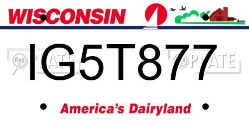 IG5T877 Wisconsin License Plate