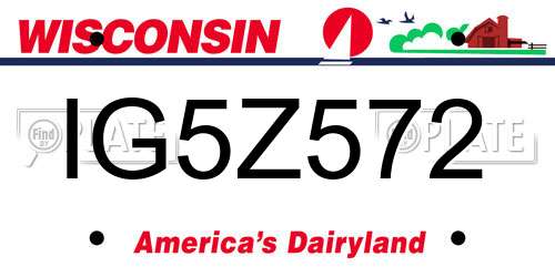 IG5Z572 Wisconsin License Plate