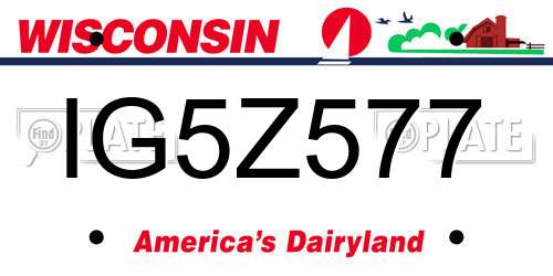 IG5Z577 Wisconsin License Plate