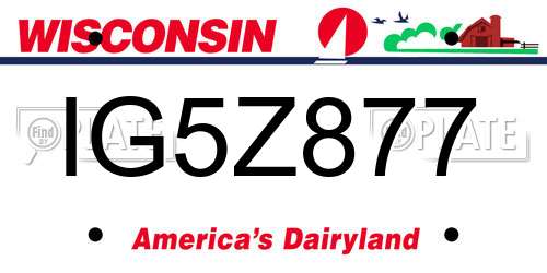 IG5Z877 Wisconsin License Plate