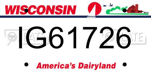 IG61726 Wisconsin License Plate
