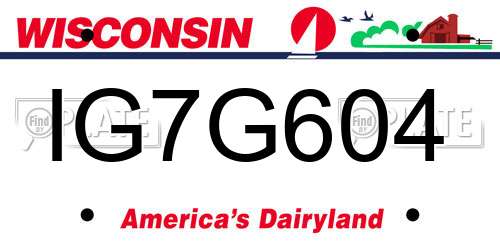 IG7G604 Wisconsin License Plate