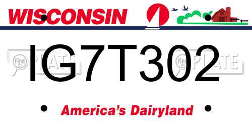 IG7T302 Wisconsin License Plate