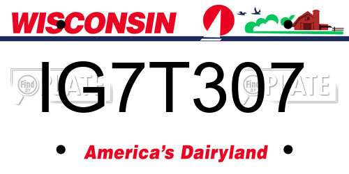 IG7T307 Wisconsin License Plate