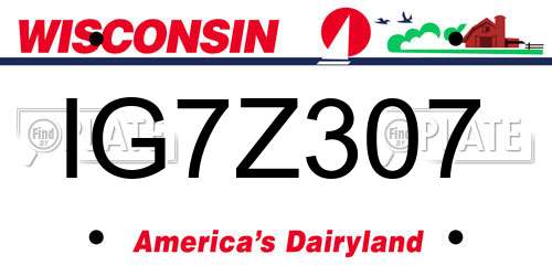 IG7Z307 Wisconsin License Plate