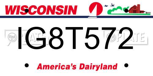 IG8T572 Wisconsin License Plate