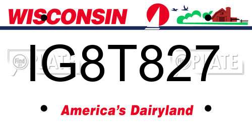 IG8T827 Wisconsin License Plate