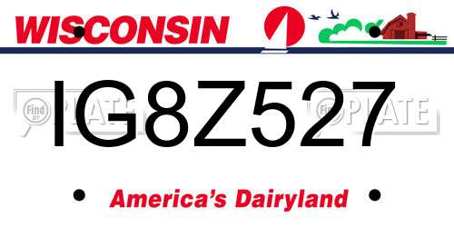 IG8Z527 Wisconsin License Plate