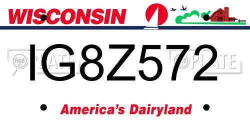 IG8Z572 Wisconsin License Plate