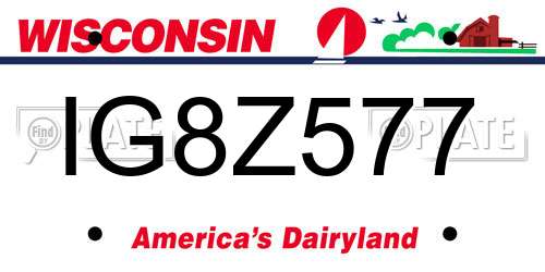 IG8Z577 Wisconsin License Plate