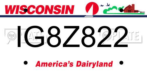 IG8Z822 Wisconsin License Plate