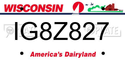 IG8Z827 Wisconsin License Plate