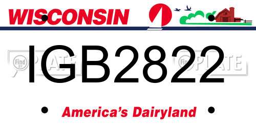 IGB2822 Wisconsin License Plate