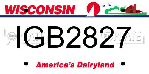 IGB2827 Wisconsin License Plate