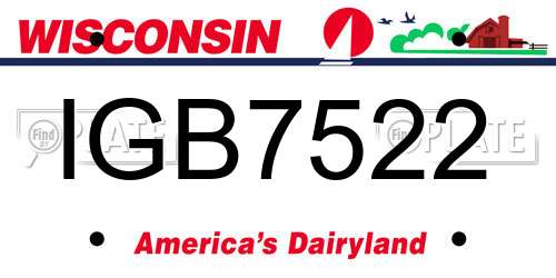 IGB7522 Wisconsin License Plate