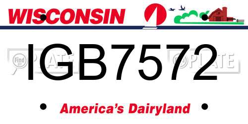 IGB7572 Wisconsin License Plate