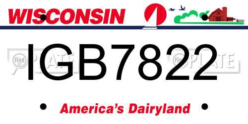 IGB7822 Wisconsin License Plate
