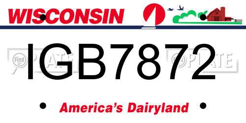 IGB7872 Wisconsin License Plate