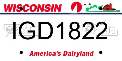 IGD1822 Wisconsin License Plate