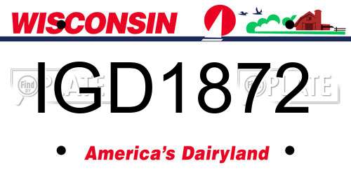 IGD1872 Wisconsin License Plate