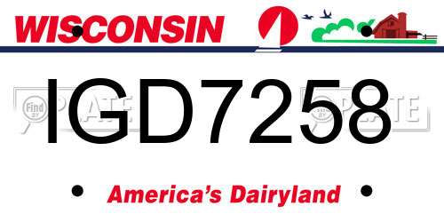 IGD7258 Wisconsin License Plate